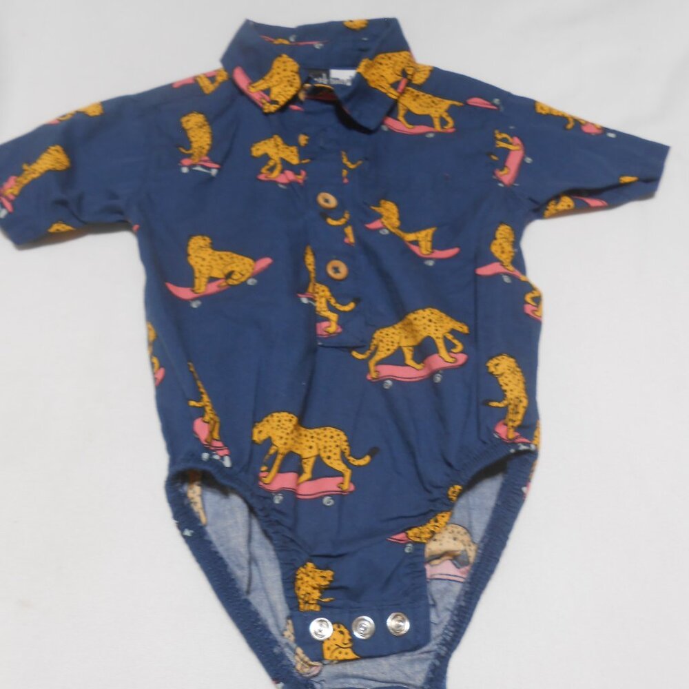 CUTE MICK MACK BABY ONESIE OUTFIT ANIMAL CHEETAH PRINT SIZE 3/6 MONTHS NWOT 👶